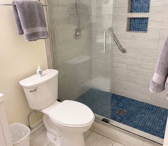 Spotless bathroom and glass shower