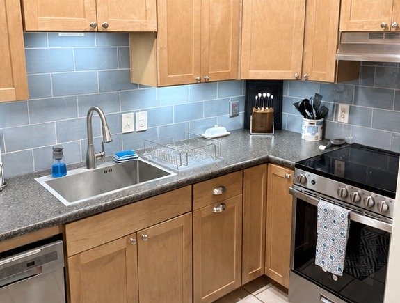 Clean kitchen sink and countertop